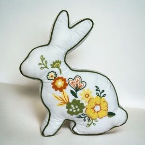 Phantoscope Bunny Shaped Embroidered Crewel Stitch Accent Throw Pillow